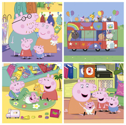Puzzle 6 el. + 9 el. + 12 el. + 16 el. Świnka Peppa (walizka)