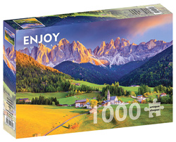 Puzzle 1000 el. Kościół w Dolomitach / Włochy