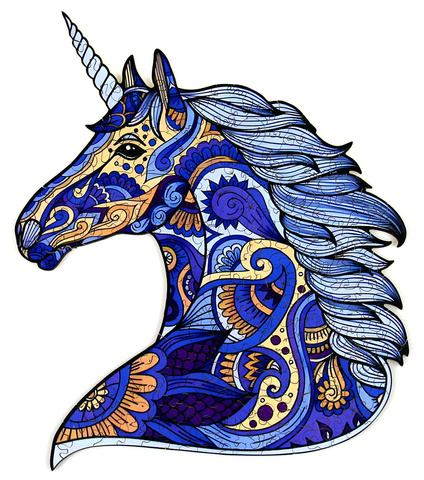 Puzzle drewniane / kolorowe 185 el. - Jednorożec