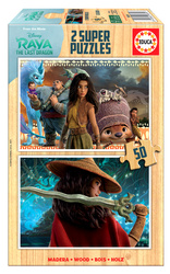 Puzzle 2 x 50 el. Raya i ostatni smok (drewniane)