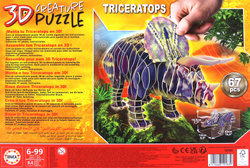 Puzzle 3D Dinozaury - Triceratops 67 el.