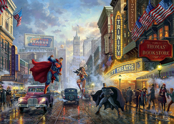 PQ Puzzle 1000 el. THOMAS KINKADE Batman, Wonder Woman, Superman (DC)