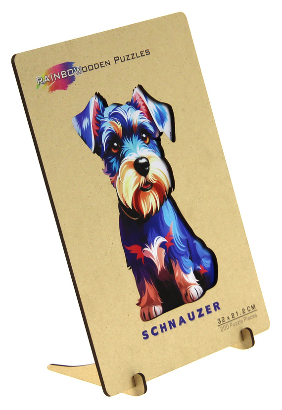 Puzzle drewniane / kolorowe 200 el. - Pies (Sznaucer)