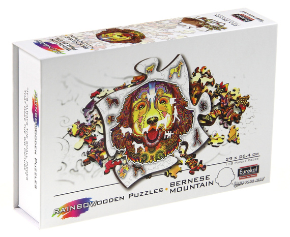 Puzzle drewniane / kolorowe 118 el. - Berneński pies pasterski