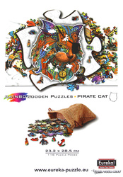 Puzzle drewniane / kolorowe 116 el. - Kot (Pirat)