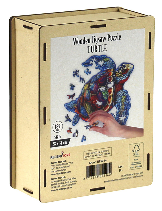 Puzzle drewniane / kolorowe 189 el. - Żółw