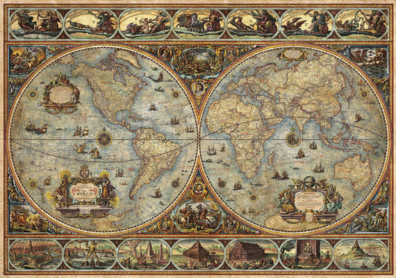 Puzzle 1000 el. Stara mapa świata