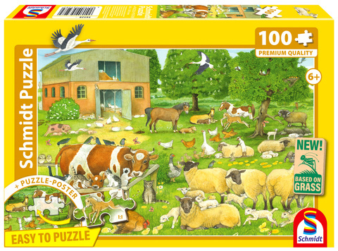 PQ Puzzle 100 el. Zwierzęta na farmie