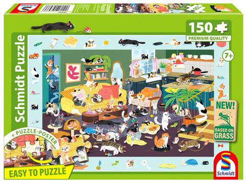 PQ Puzzle 150 el. Wszędzie koty