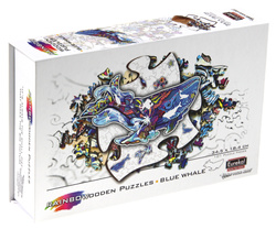 Puzzle drewniane / kolorowe 101 el. - Płetwal błękitny