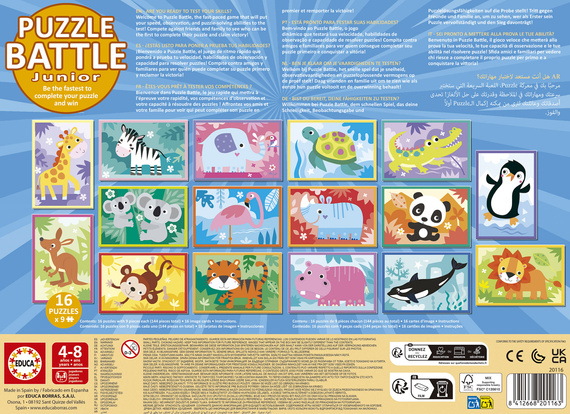 Puzzle 16 x 9 el. Zwierzęta