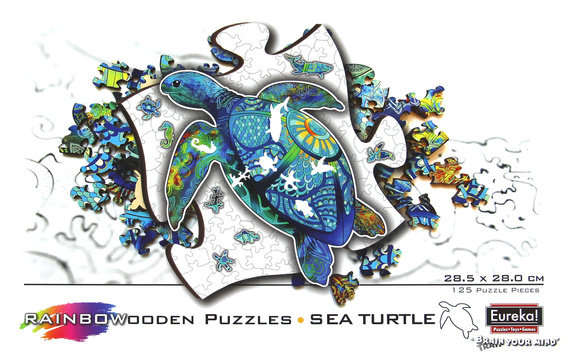 Puzzle drewniane / kolorowe 125 el. - Żółw morski