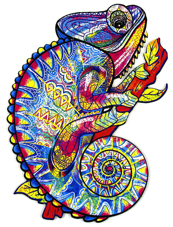 Puzzle drewniane / kolorowe 195 el. - Kameleon