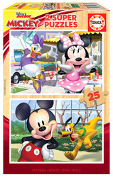 Puzzle 2 x 25 el. Myszka Miki i przyjaciele (drewniane)