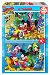 Puzzle 2 x 20 el. Myszka Miki i raźni rajdowcy