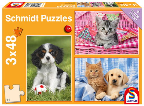 Puzzle 3 x 48 el. Najsłodsze zwierzątka