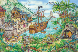 Puzzle 100 el. Zatoka piratów + flaga