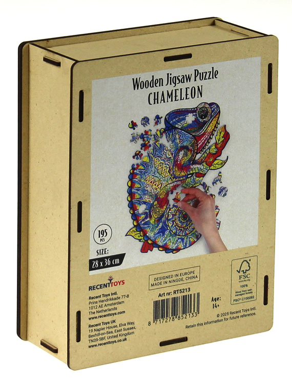 Puzzle drewniane / kolorowe 195 el. - Kameleon
