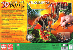 Puzzle 3D Dinozaury - Welociraptor 64 el.