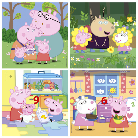 Puzzle 6 el. + 9 el. + 12 el. + 16 el. Świnka Peppa