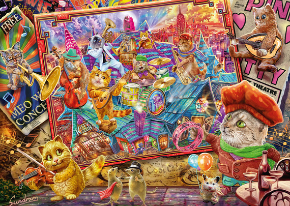 PQ Puzzle 1000 el. STEVE SUNDRAM Muzykalne koty (Cat Mania)