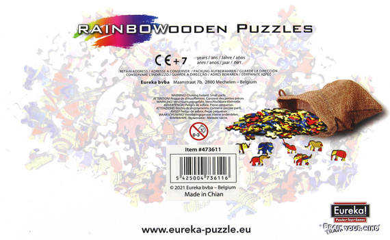 Puzzle drewniane / kolorowe 120 el. - Słoń