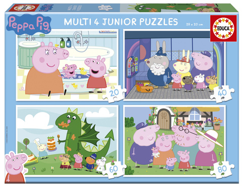 Puzzle 20 el. + 40 el. + 60 el. + 80 el. Świnka Peppa