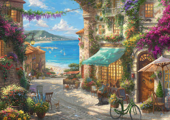 PQ Puzzle 1000 el. THOMAS KINKADE Kawiarenka na Włoskiej Riwierze