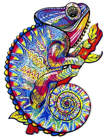 Puzzle drewniane / kolorowe 195 el. - Kameleon