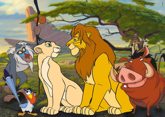 Puzzle 2 x 48 el. Król Lew / Zakochany kundel