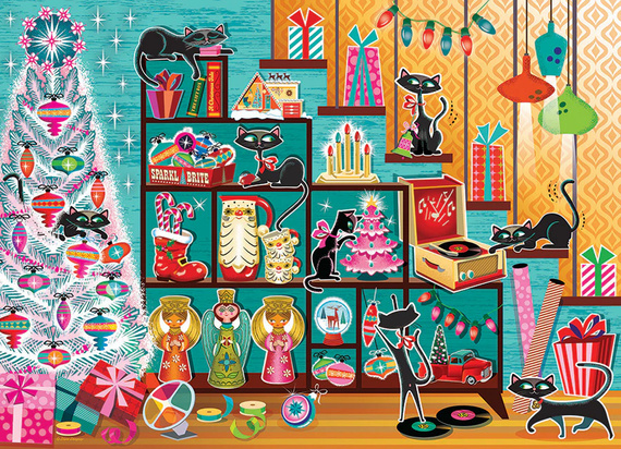 Puzzle 1000 el. Święta oczami kota