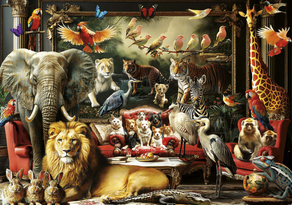 Puzzle 1500 el. Zwierzęta w salonie