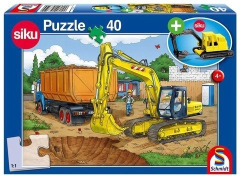 Puzzle 40 el. SIKU Koparka + zabawka
