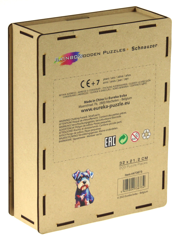 Puzzle drewniane / kolorowe 200 el. - Pies (Sznaucer)