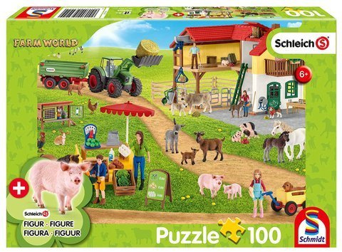Puzzle 100 el. SCHLEICH Ekologiczna żywność + figurka