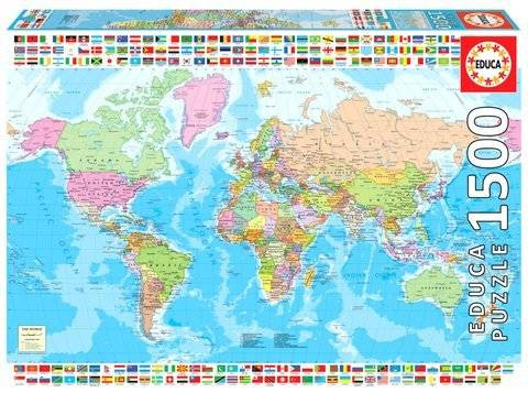 Puzzle 1500 el. Polityczna mapa świata
