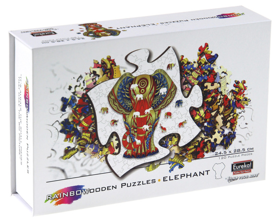 Puzzle drewniane / kolorowe 120 el. - Słoń