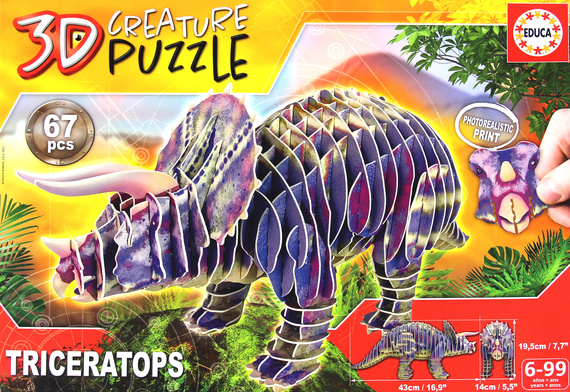 Puzzle 3D Dinozaury - Triceratops 67 el.