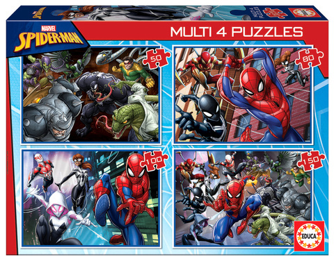 Puzzle 50 el. + 80 el. + 100 el. + 150 el. Spider-Man
