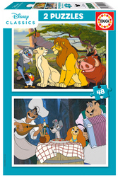 Puzzle 2 x 48 el. Król Lew / Zakochany kundel