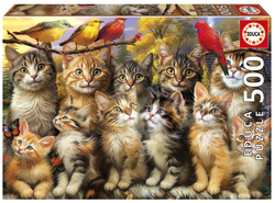 Puzzle 500 el. Kocięta i ptaki