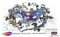 Puzzle drewniane / kolorowe 101 el. - Płetwal błękitny