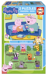 Puzzle 2 x 25 el. Świnka Peppa (drewniane)