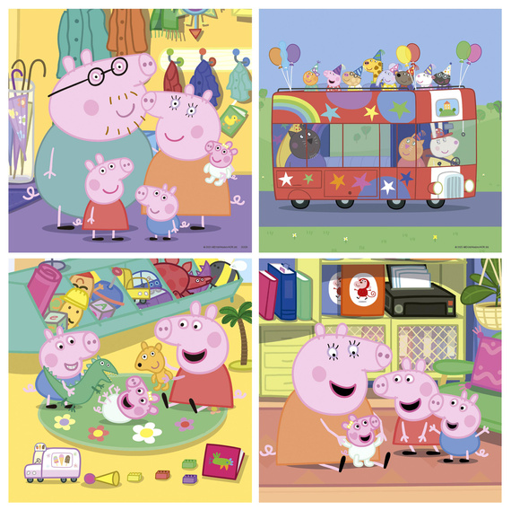 Puzzle 6 el. + 9 el. + 12 el. + 16 el. Świnka Peppa (walizka)