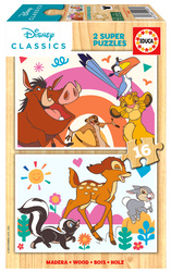 Puzzle 2 x 16 el. Król Lew / Bambi (drewniane)