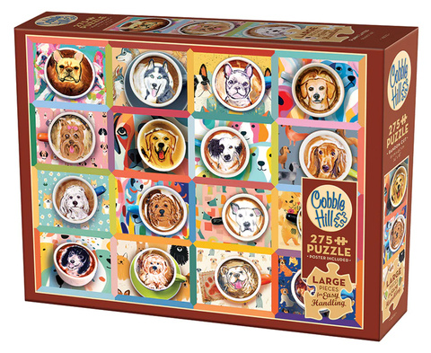 Puzzle 275 el. XL Latte ze szczeniakami
