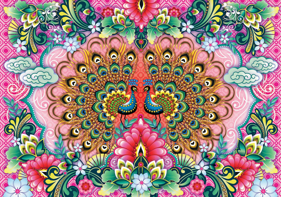 Puzzle 1500 el. Kolorowe pawie, Catalina Estrada