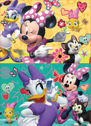 Puzzle 2 x 16 el. Myszka Minnie / Daisy (drewniane)