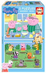 Puzzle 2 x 25 el. Świnka Peppa (drewniane)