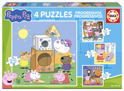 Puzzle 12 el. + 16 el. + 20 el. + 25 el. Świnka Peppa